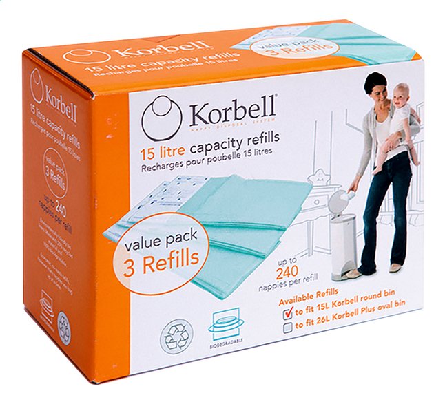 Liste Moyano-Martinet / Korbell Recharge pour poubelle à langes - 3 pièces