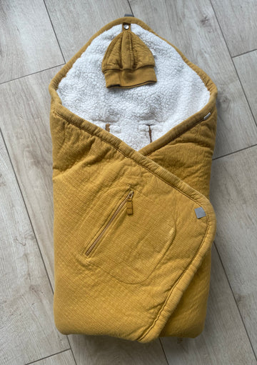 Bemini - Couverture nomade chaude Biside Cadum ocre jaune (90 x 90 cm)