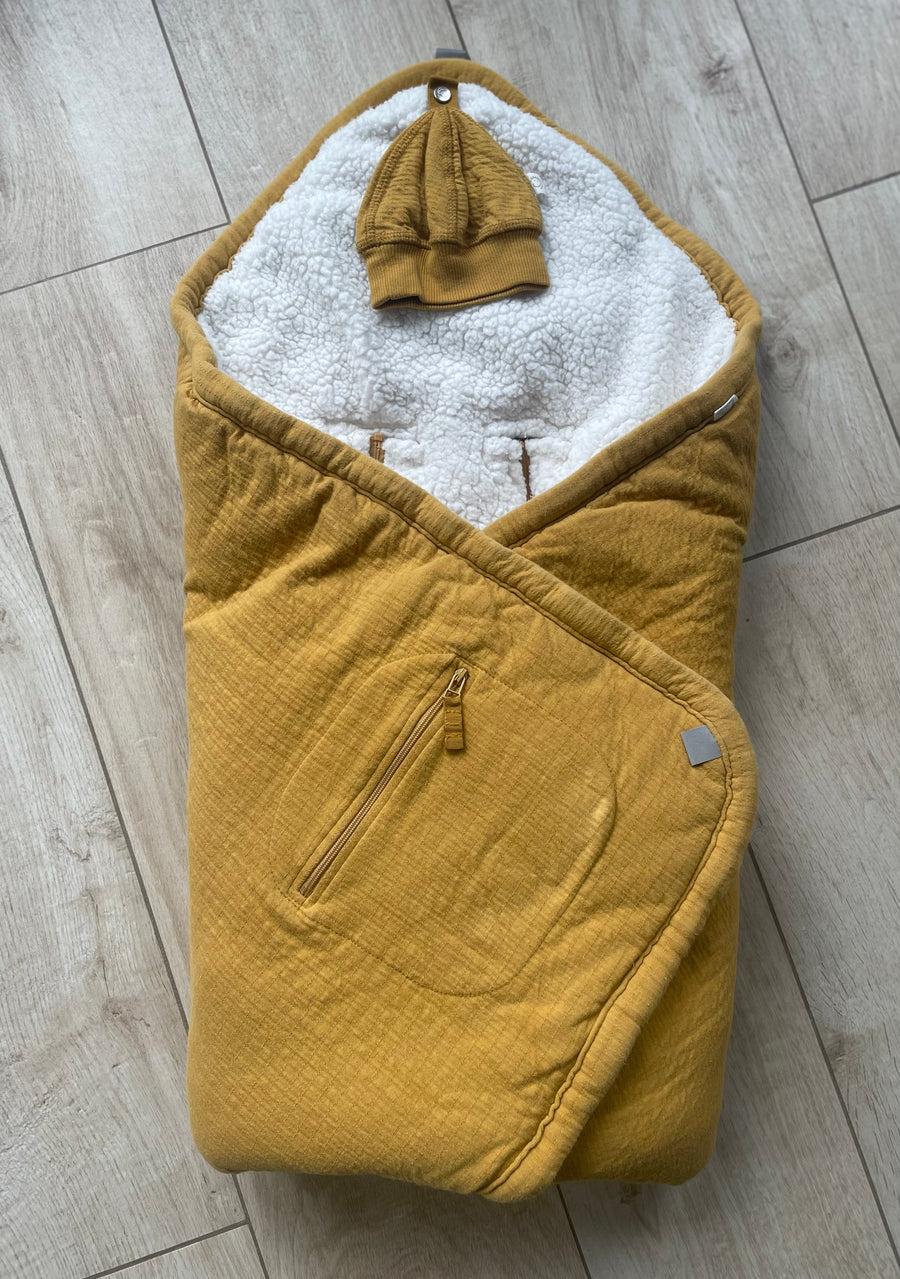 Bemini - Couverture nomade chaude Biside Cadum ocre jaune (90 x 90 cm)