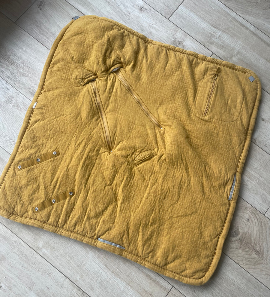 Bemini - Couverture nomade chaude Biside Cadum ocre jaune (90 x 90 cm)